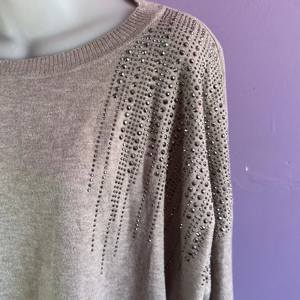 Milano XL Heather Mocha Boat Neck Sweater Long Sleeve Knit Top